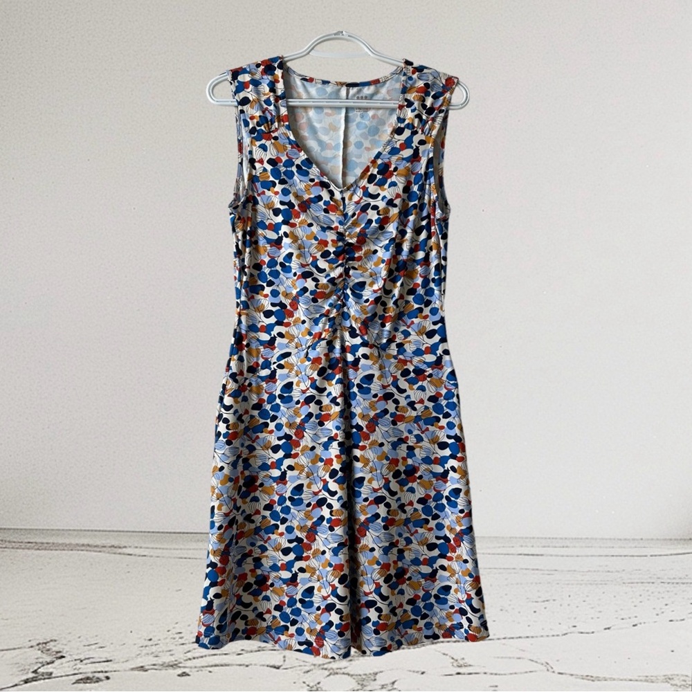 Title Nine Blue Multicolored Floral Print Athletic Dress Sleeveless Stretchy SzS